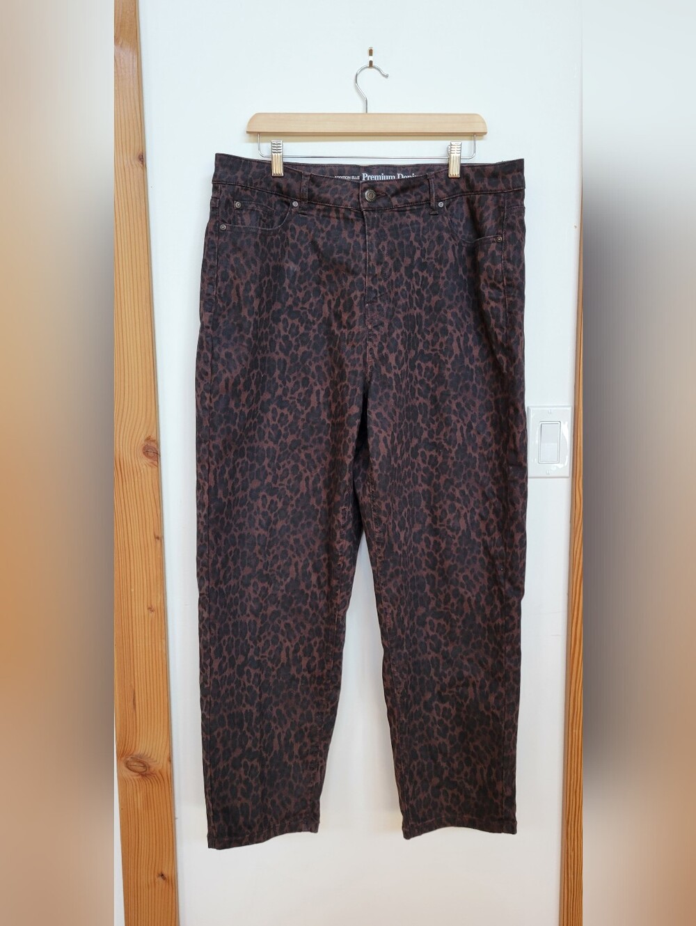 Addition Elle Brown and Black Leopard Print Denim Pants